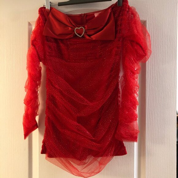 Dolls kill Love Permanent Plus One Mini Dress Red Glitter Medium Never Worn! - Picture 7 of 12